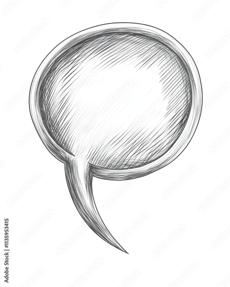 Poster hand drawn sketch of a speech bubble blank template for messages communication design element