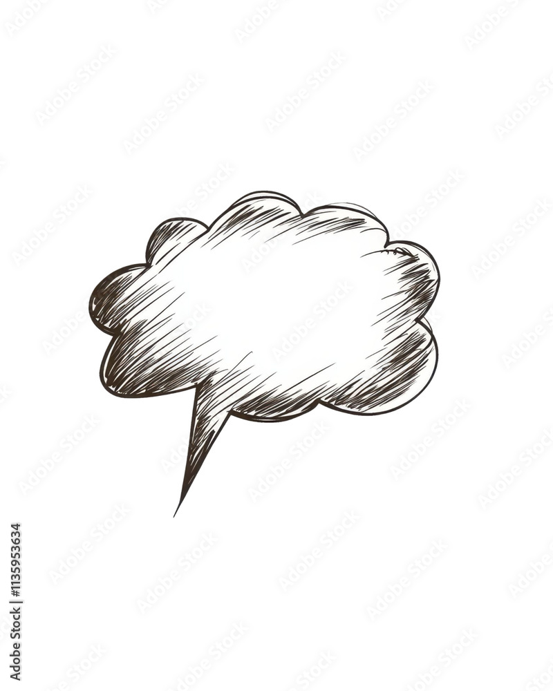 Poster hand drawn sketch of a speech bubble for communication and messaging design elements