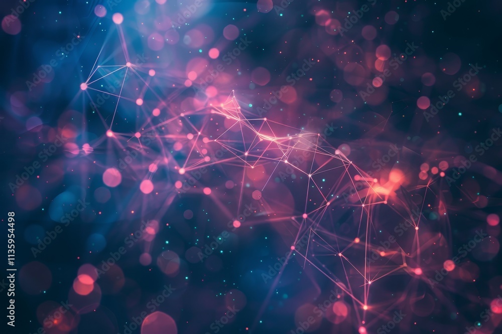 Poster a digital illustration depicting a network of interconnected points and lines, rendered in a vibrant