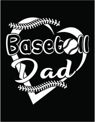 Baseball Dad Design Heart Baseball - printable editable vector art file.