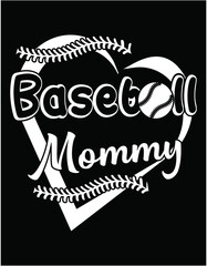 Baseball Mommy Design Heart Baseball - printable editable vector art file.
