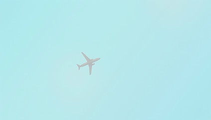 Airplane mockup flying on a soothing pastel blue background conveying transportation, travel, and joyful journey concept ideas._00001_