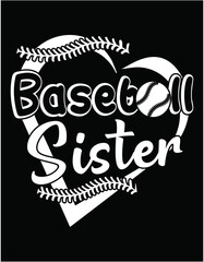 Baseball Sister Design Heart Baseball - printable editable vector art file.