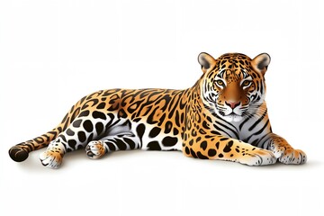 Obraz premium A tiger is laying on its back on a white background