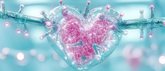 Futuristic Heart  Network  Technology  Healthcare  Medical  Science  Abstract  3D Render