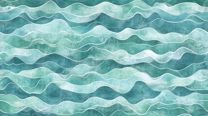 Obraz premium Abstract Watercolor Ocean Waves Seamless Pattern