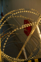 Closeup view of razor wire