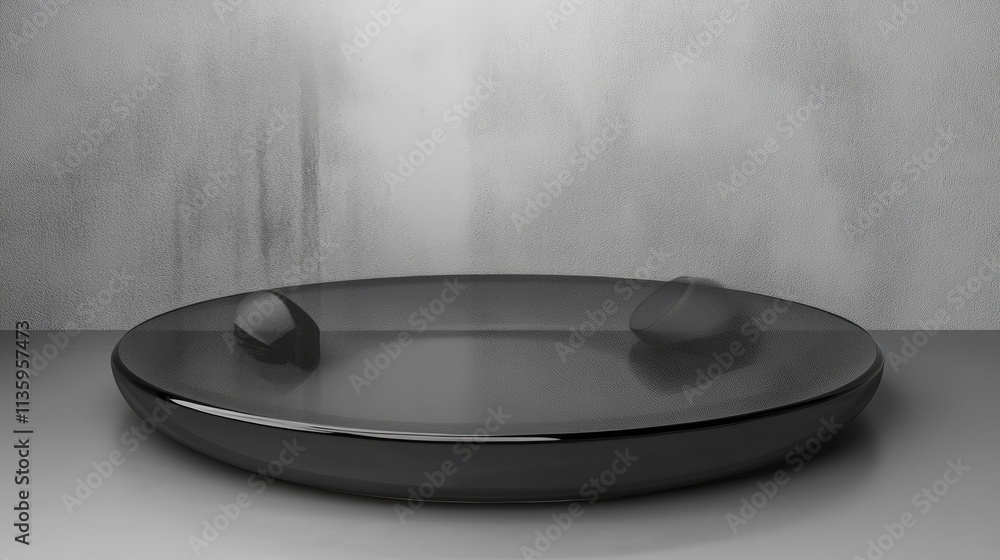 Poster black platform display with two small objects