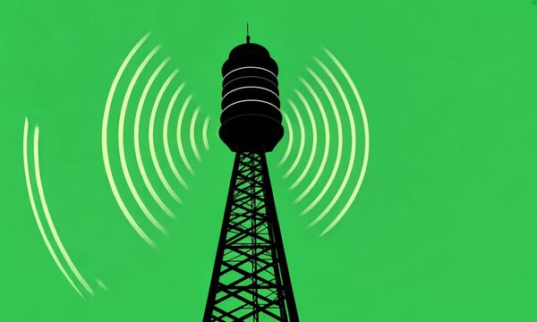 An radio tower sending out waves of signal