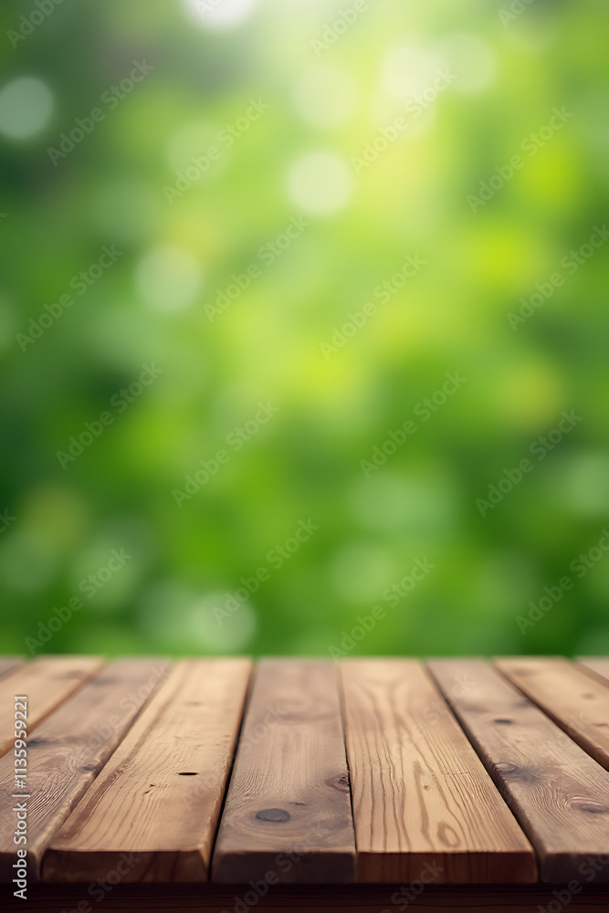 Poster A wood table features a blurred soccer field pattern as its distinctive tabletop design element and background image._00001_