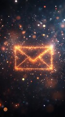 Obraz premium glowing envelope in a galaxy of sparks
