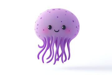 Adorable Purple Jellyfish Cartoon Character 