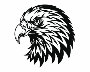 Eagle head silhouette vector illustration, head stylized logo

