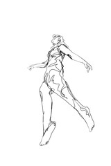 line art illustration of a woman floating in the air