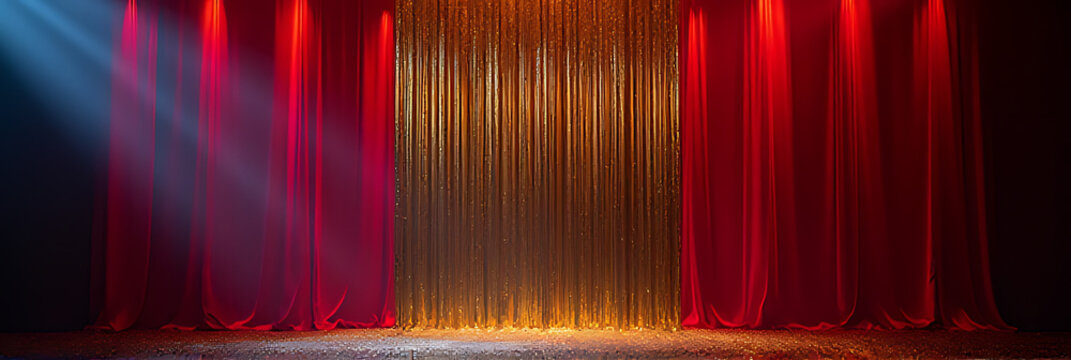 A vibrant party scene featuring a golden prop against a dramatic dark colored backdrop is set for celebration._00001_