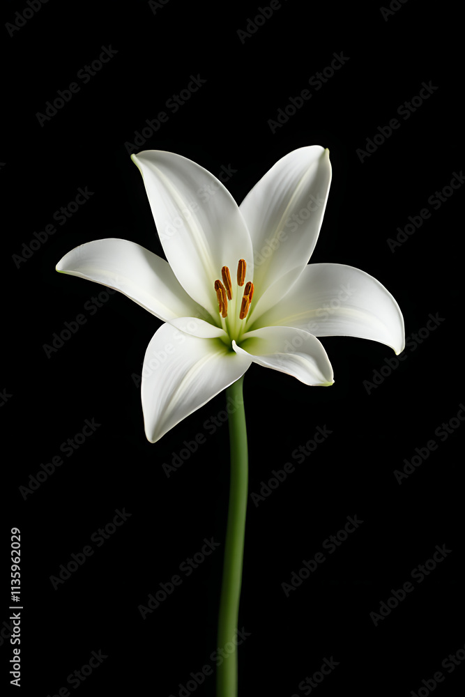 Poster A stunning white lily is placed against a sleek black background to create a visually striking and elegant image._00002_