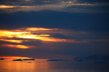 Spectacular and beautiful scenery of Greenland in autumn