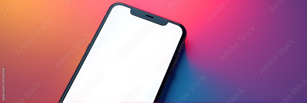 Poster A smartphone with a white screen is displayed prominently against a bright and colorful background for visual impact._00001_