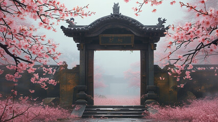 Mystical cherry blossom gate
