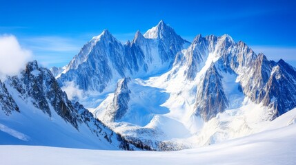Fototapeta premium Majestic Snow-Capped Peaks: A Breathtaking Winter Wonderland Landscape