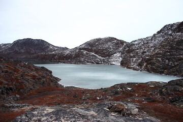 Spectacular and beautiful scenery of Greenland in autumn