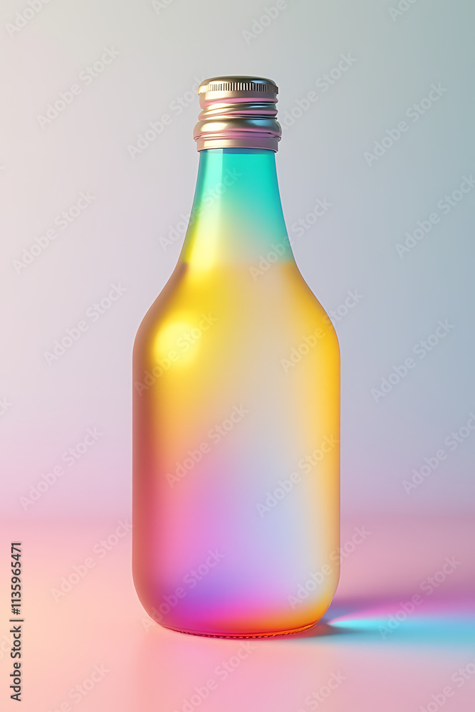 Poster a minimalist abstract design for a colorful bottle mockup featuring simple shapes and clean lines._0