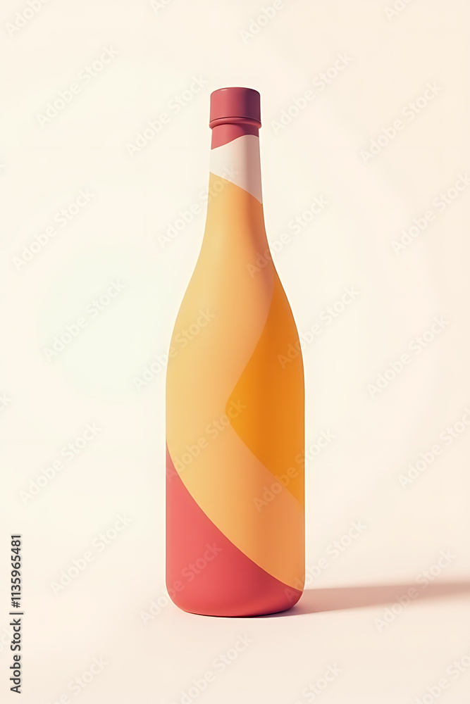 Poster A minimalist abstract design for a colorful bottle mockup featuring simple shapes and clean lines._00002_