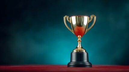 Celebration of Achievement Golden Trophy Studio Setting Photography Elegant Environment Close-Up Viewpoint Success Concept