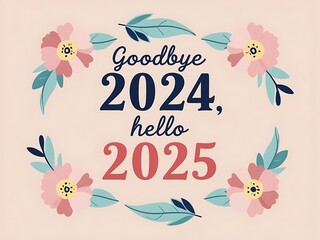 Floral Wreath Announces Goodbye Two Thousand Twenty Four Hello Two Thousand Twenty Five