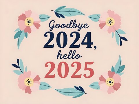 Floral Wreath Announces Goodbye Two Thousand Twenty Four Hello Two Thousand Twenty Five