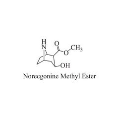 Norecgonine Methyl Ester skeletal structure diagram.stimulant compound molecule scientific illustration.