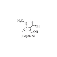 Ecgonine skeletal structure diagram.stimulant compound molecule scientific illustration.