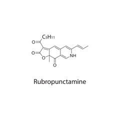 Rubropunctamine skeletal structure diagram.pigment compound molecule scientific illustration.