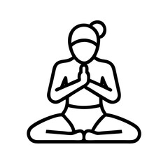 garland pose malasana - simple black line art icon of garland pose malasana, for yoga daycelebrations. yoga vector art.
