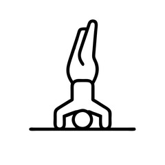 headstand pose - simple black line art icon of headstand pose, for yoga daycelebrations. yoga vector art.
