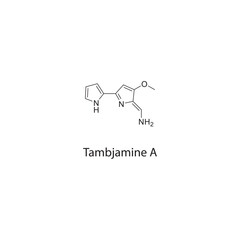 Tambjamine A skeletal structure diagram.Tambjamine compound molecule scientific illustration.