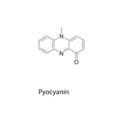 Pyocyanin skeletal structure diagram.pigment compound molecule scientific illustration.