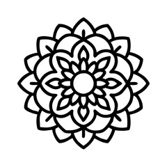 mandala design . - simple black line art icon of mandala design ., for yoga daycelebrations. yoga vector art.