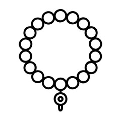 Obraz premium mantra beads mala - simple black line art icon of mantra beads mala, for yoga daycelebrations. yoga vector art.