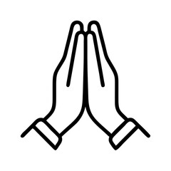 namaste hands - simple black line art icon of namaste hands, for yoga daycelebrations. yoga vector art.
