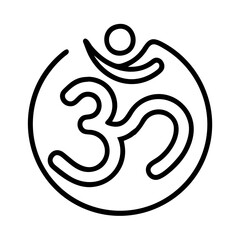 om symbol . - simple black line art icon of om symbol ., for yoga daycelebrations. yoga vector art.