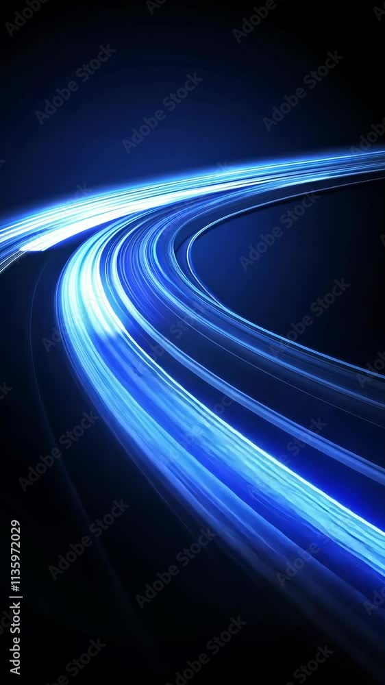 Aufkleber dynamic blue light trails swirl through a dark space, creating a sense of movement and energy in a v