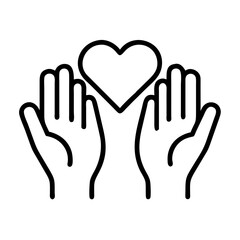 prayer hands in front of heart - simple black line art icon of prayer hands in front of heart, for yoga daycelebrations. yoga vector art.