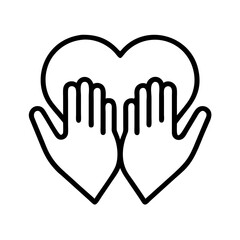 Obraz premium prayer hands in front of heart . - simple black line art icon of prayer hands in front of heart ., for yoga daycelebrations. yoga vector art.