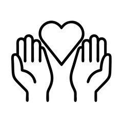 prayer hands in front of heart - simple black line art icon of prayer hands in front of heart, for yoga daycelebrations. yoga vector art.