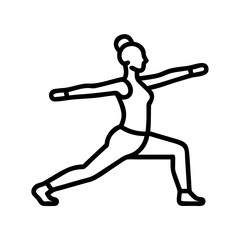 warrior ii pose - simple black line art icon of warrior ii pose, for yoga daycelebrations. yoga vector art.