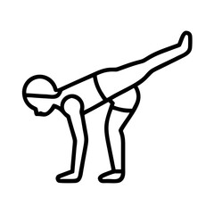 arm balance pose icon, yoga day line art, yoga icon - simple black line art icon of arm balance pose, for yoga daycelebrations. yoga vector art.