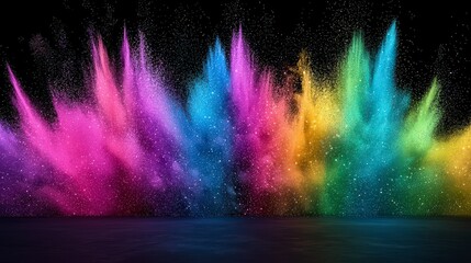 Rainbow Powder Explosion  Glittering Abstract Background