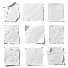 Obraz premium Various blank white papers on white background.