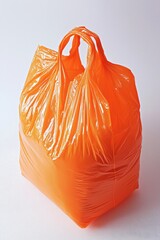 Bright Orange Plastic Shopping Bag Full of Items